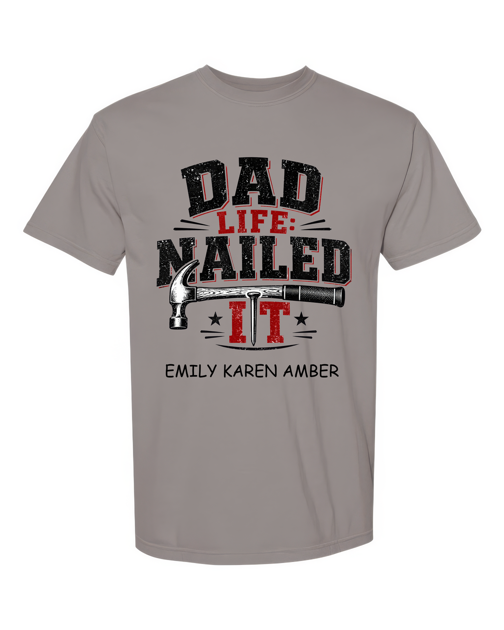 Personalized Dad Life Nailed It Shirt – Custom Kids Names Comfort Colors® Father’s Day Tee – Funny Dad Hammer Graphic T-Shirt Gift