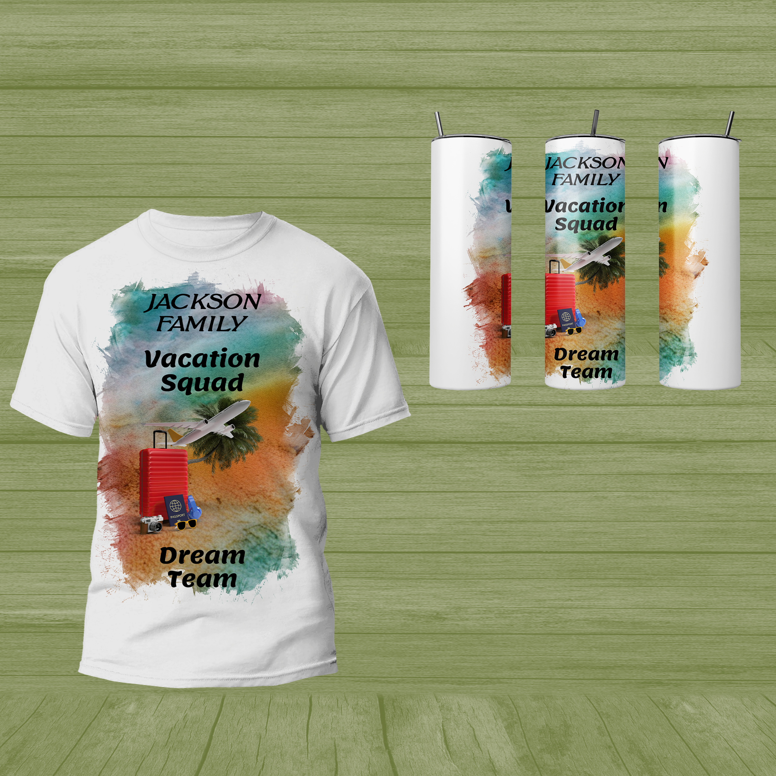 Personalized ""Vacation Squad" T-Shirt and Tumbler Set | Adult and Youth Sizes Main image