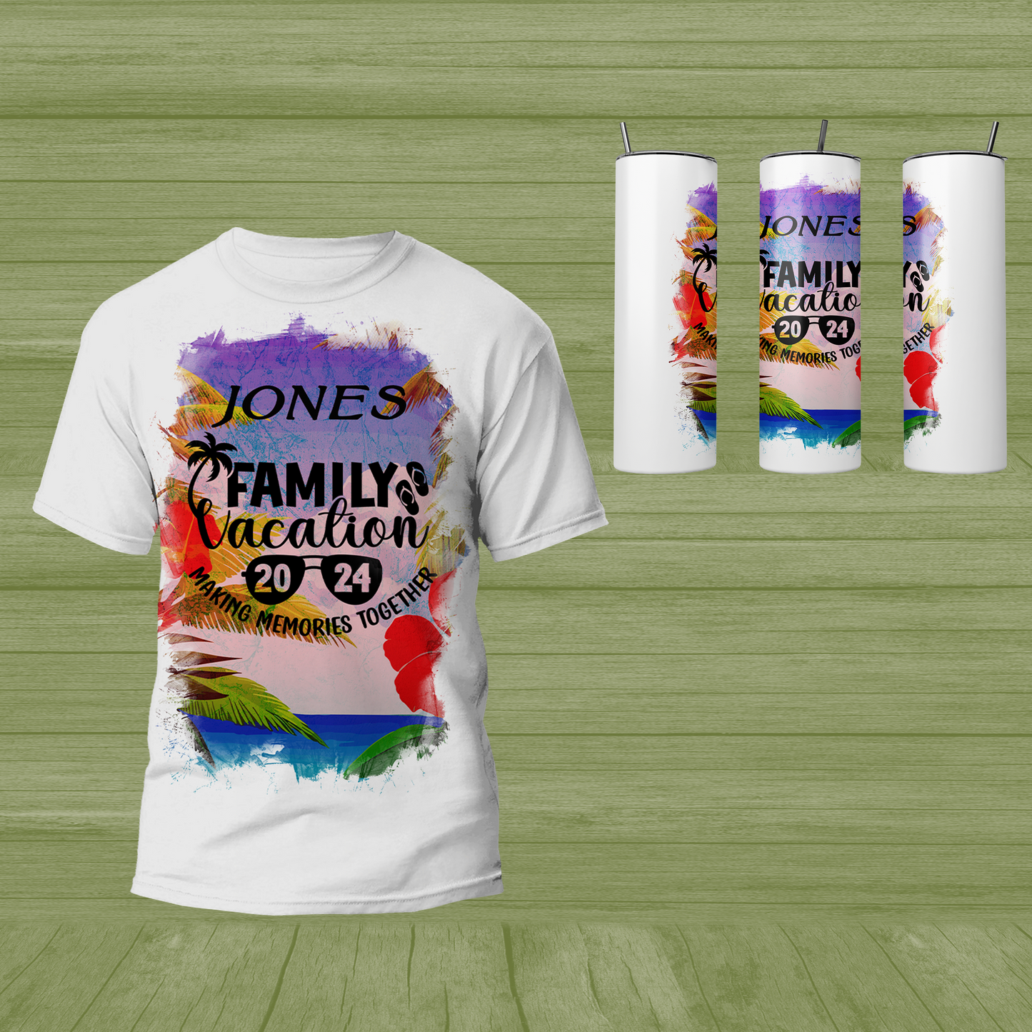 Personalized Family Vacation T-Shirt and Tumbler Set | Adult and Youth Sizes