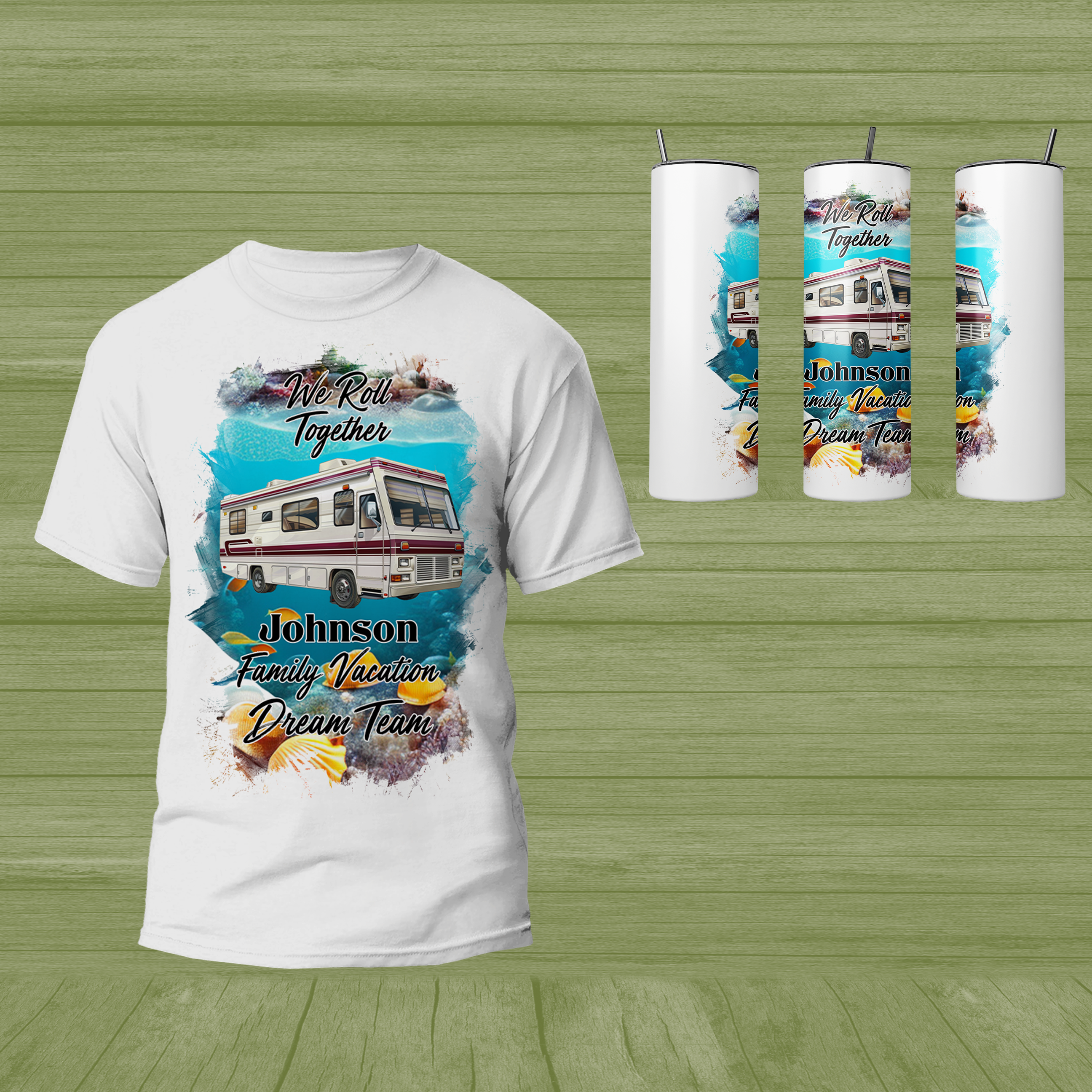 Personalized "Family Vacation Dream Team" T-Shirt and Tumbler Set | Adult and Youth Sizes Main image