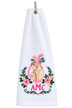 Personalized Floral Golf Towel – Custom Embroidered Golf Bag with Monogram & Pink Flowers