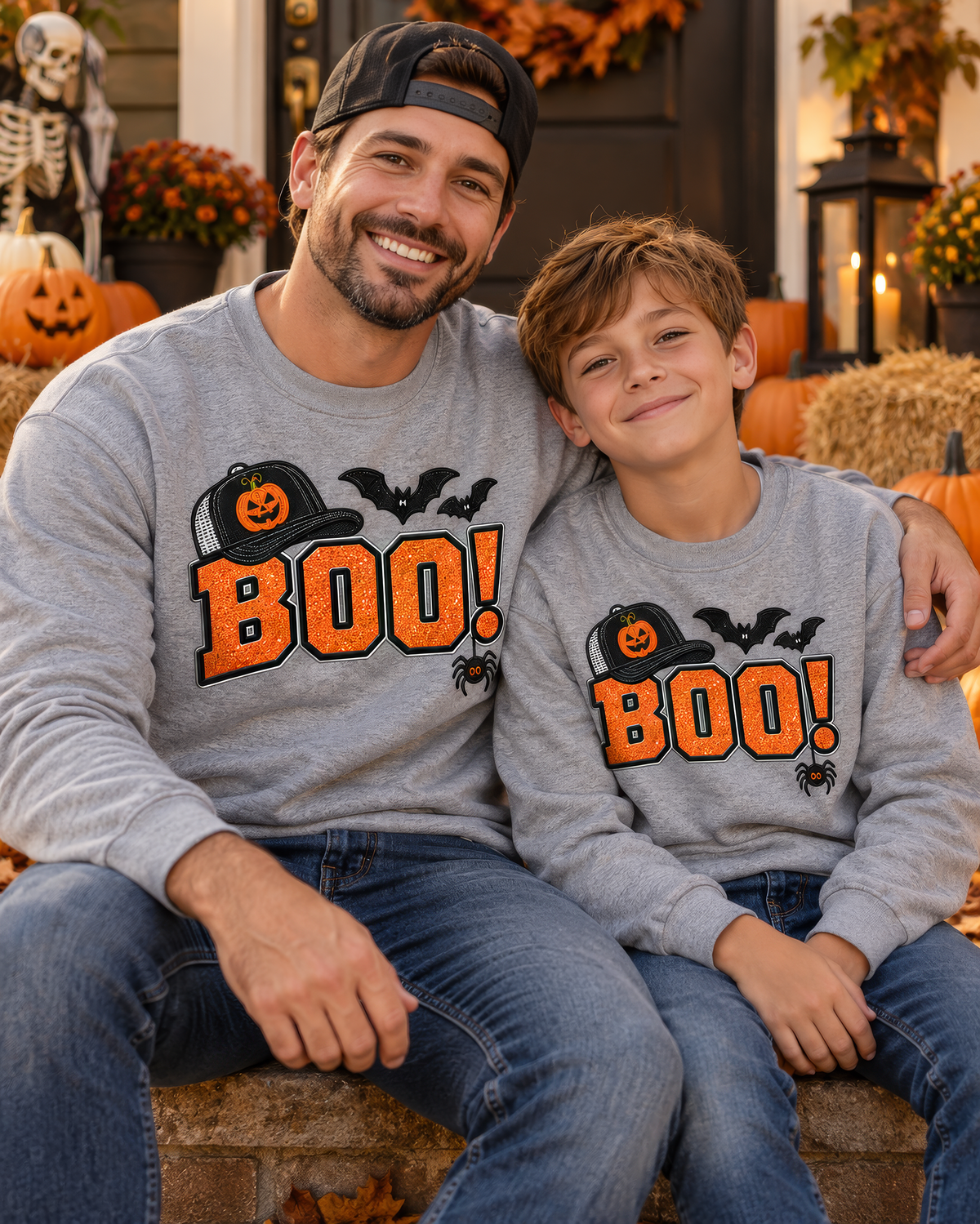 BOO! Halloween Sweatshirt | Matching Adult & Youth Crewneck | Family Halloween Outfit - Unisex Sizing Main image