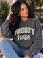 Frosty Babe Glitter Appliqué Embroidered Sweatshirt – Comfort Colors Pepper Crewneck