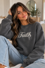 Faith Embroidered Comfort Colors Sweatshirt – Pepper Gray Unisex Crewneck