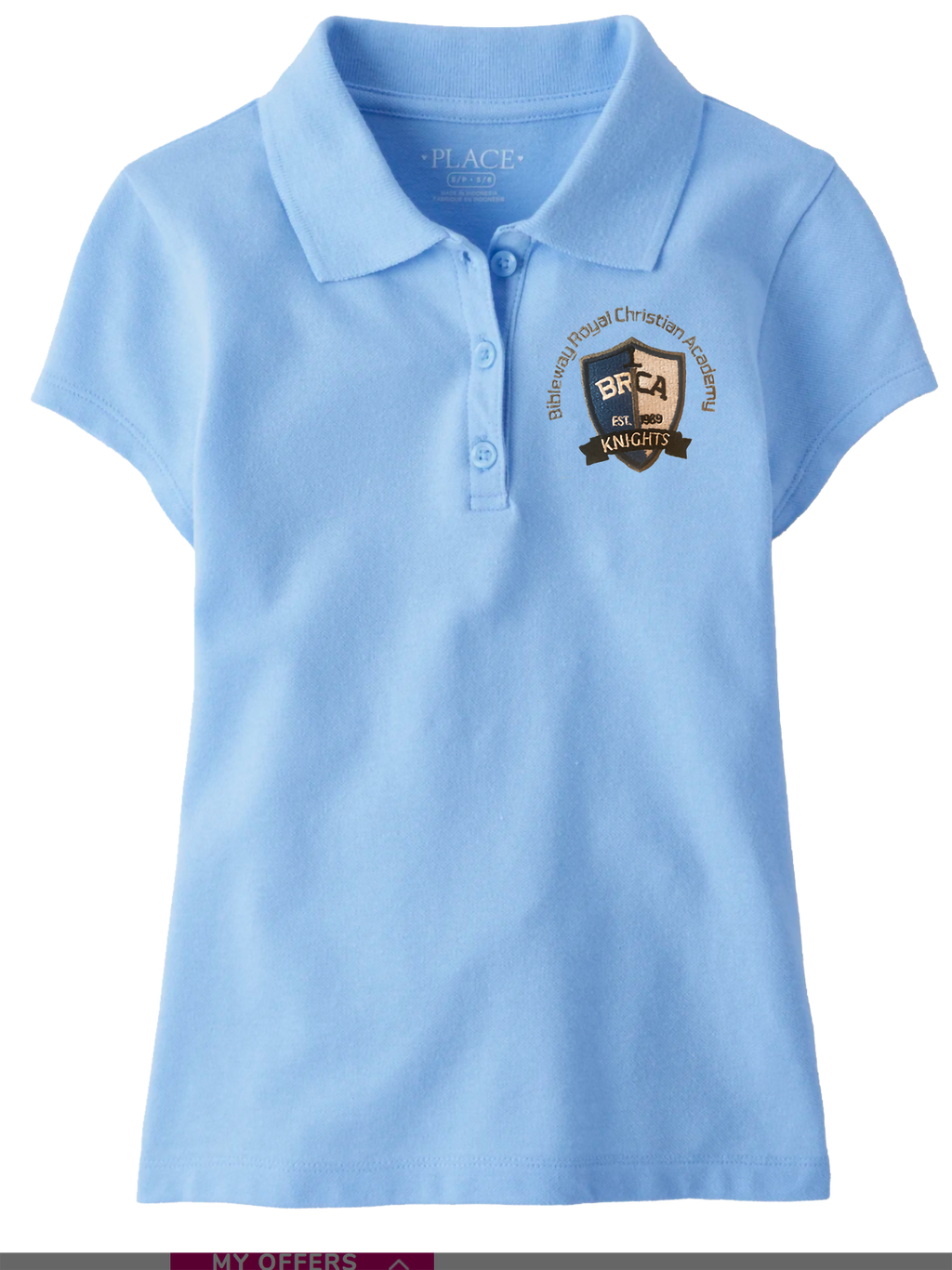 The Children’s Place Girls Uniform Pique Polo Embroidered with School Logo