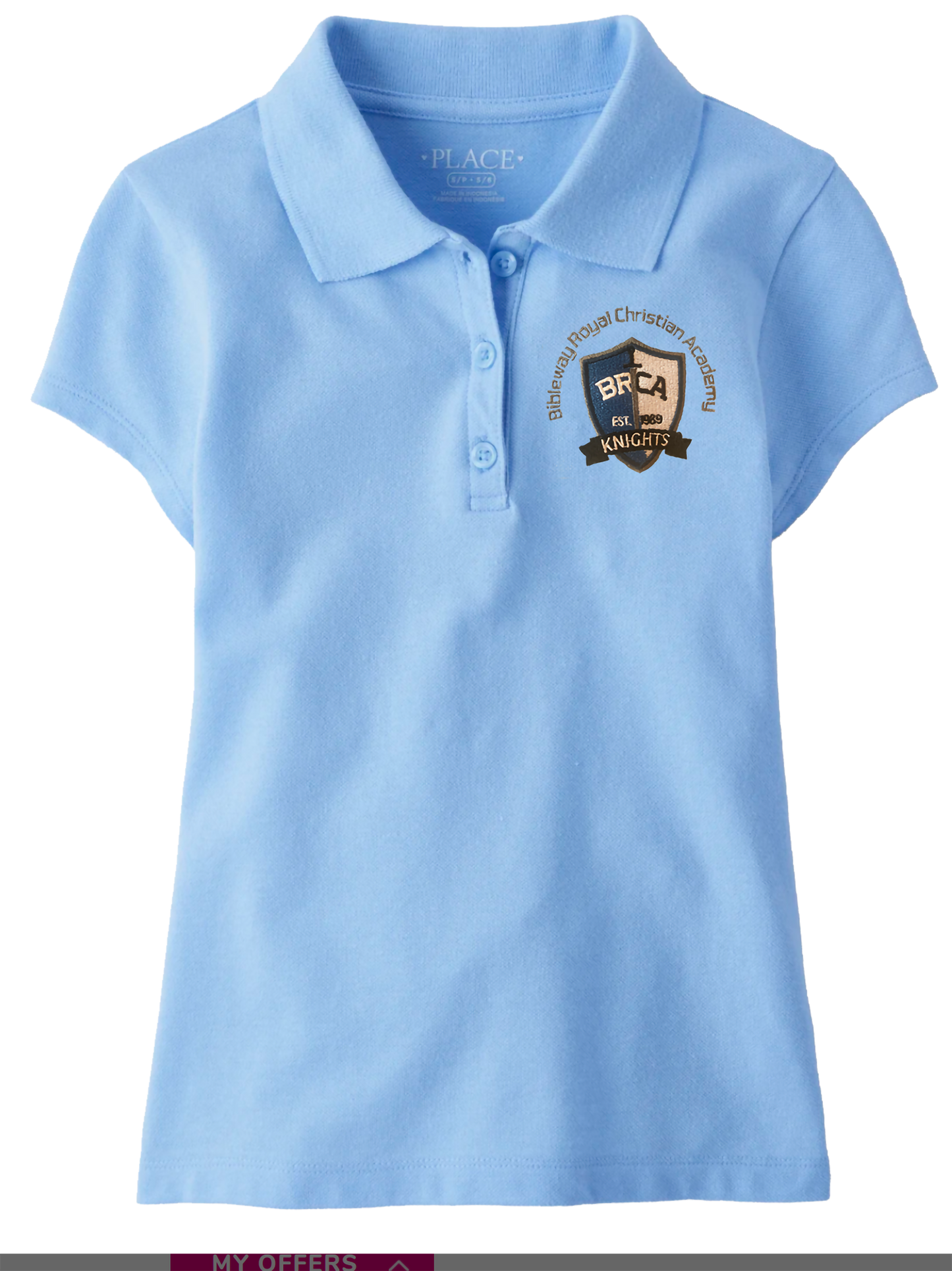 The Children’s Place Girls Uniform Pique Polo Embroidered with School Logo