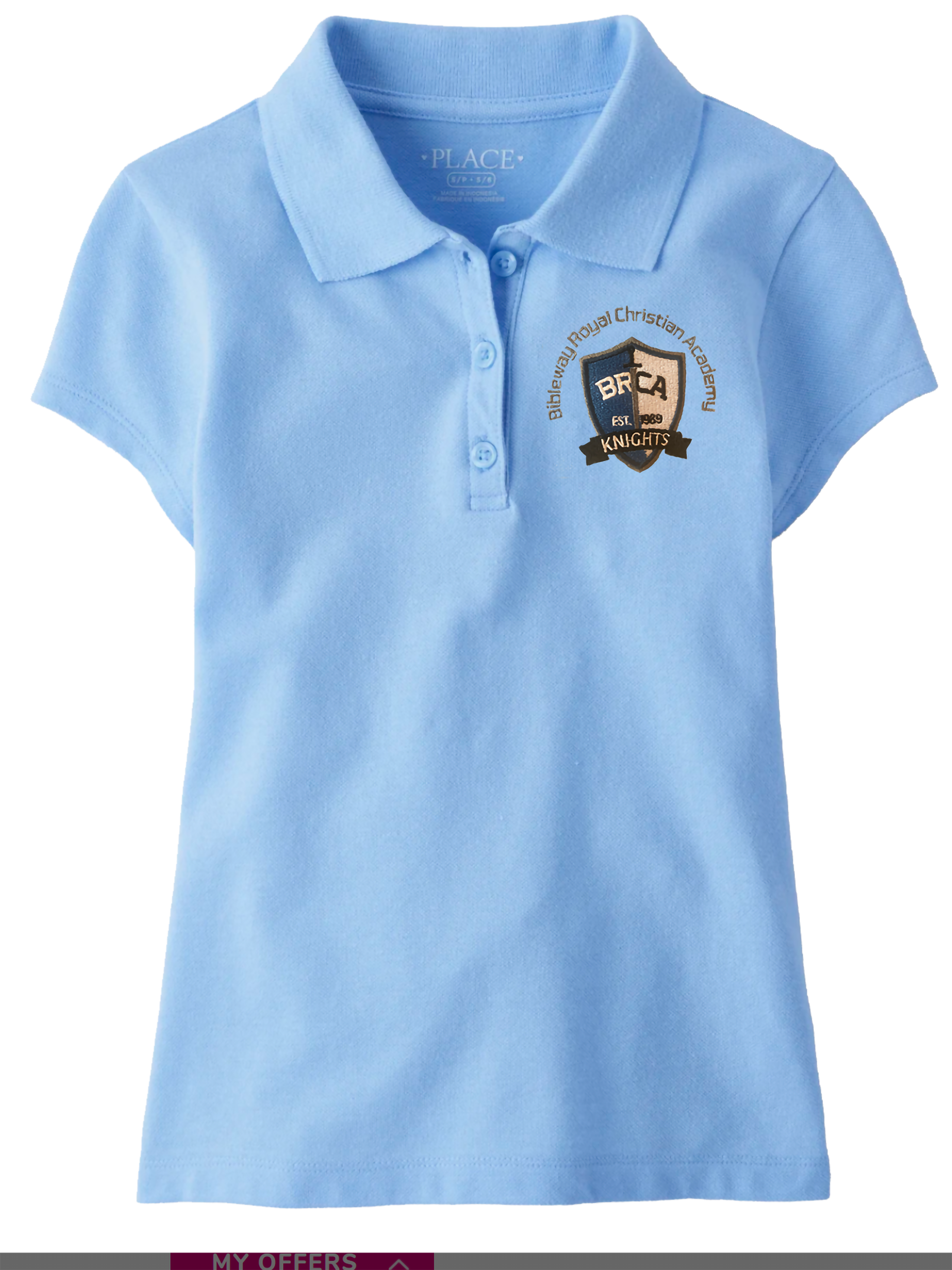 The Children’s Place Girls Uniform Pique Polo Embroidered with School Logo