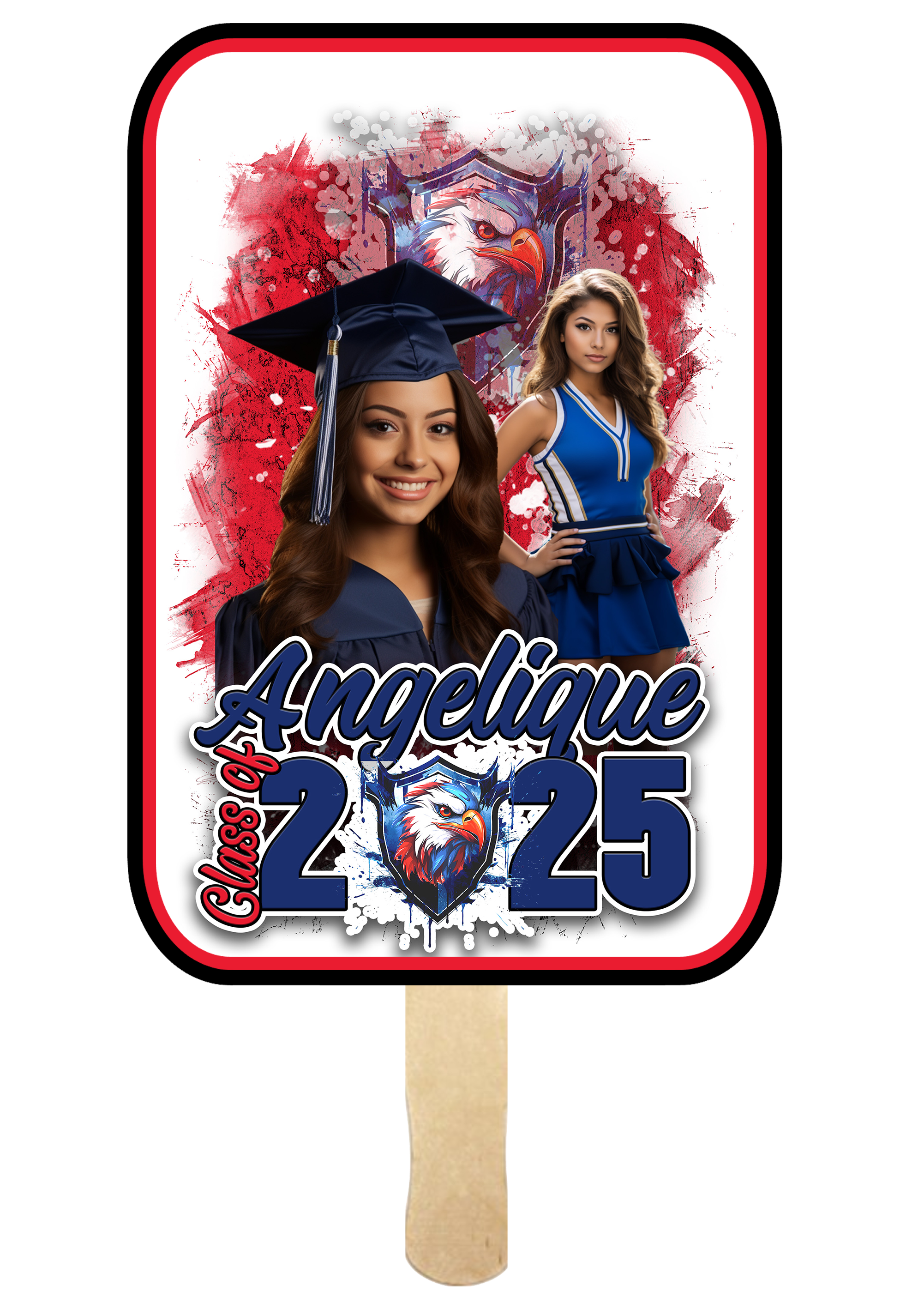 Custom Class Of 2025 Grunge Graduation Fans - Set Of 8🎓 Main image