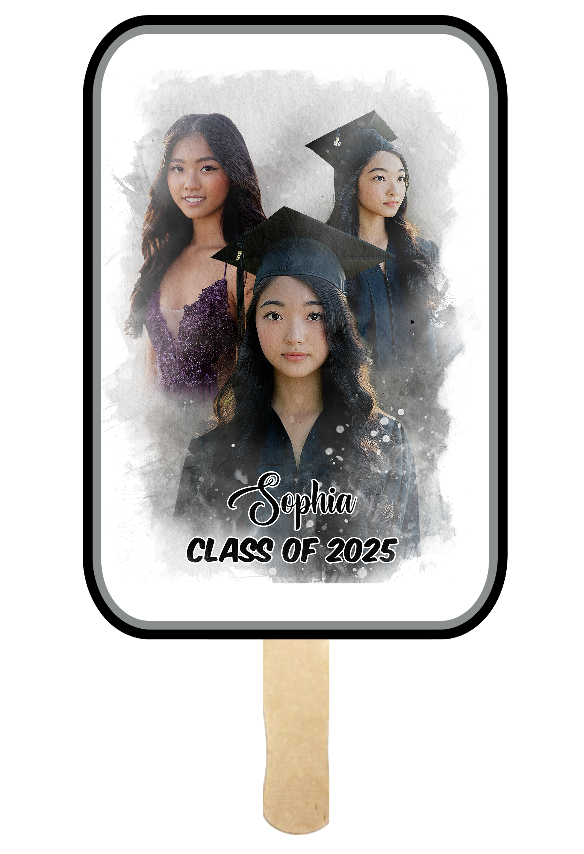 Custom Class Of 2025 Watercolor Graduation Fans - Set Of 8 🎓 Main image