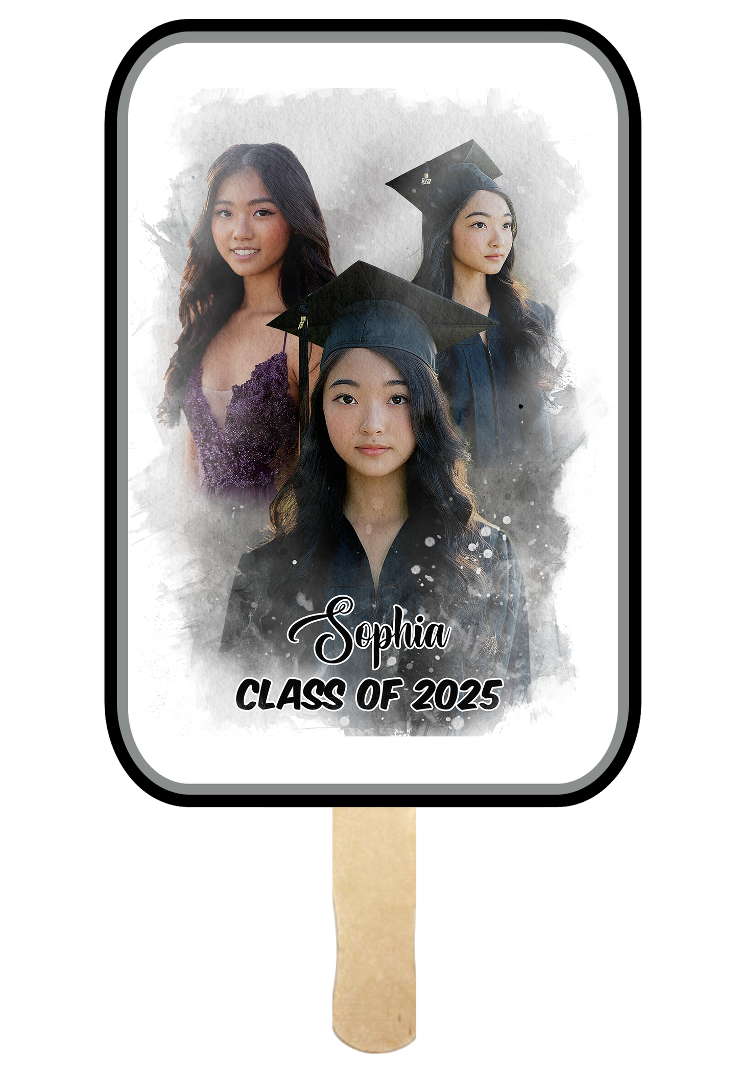 Custom Class Of 2025 Watercolor Graduation Fans - Set Of 8 🎓