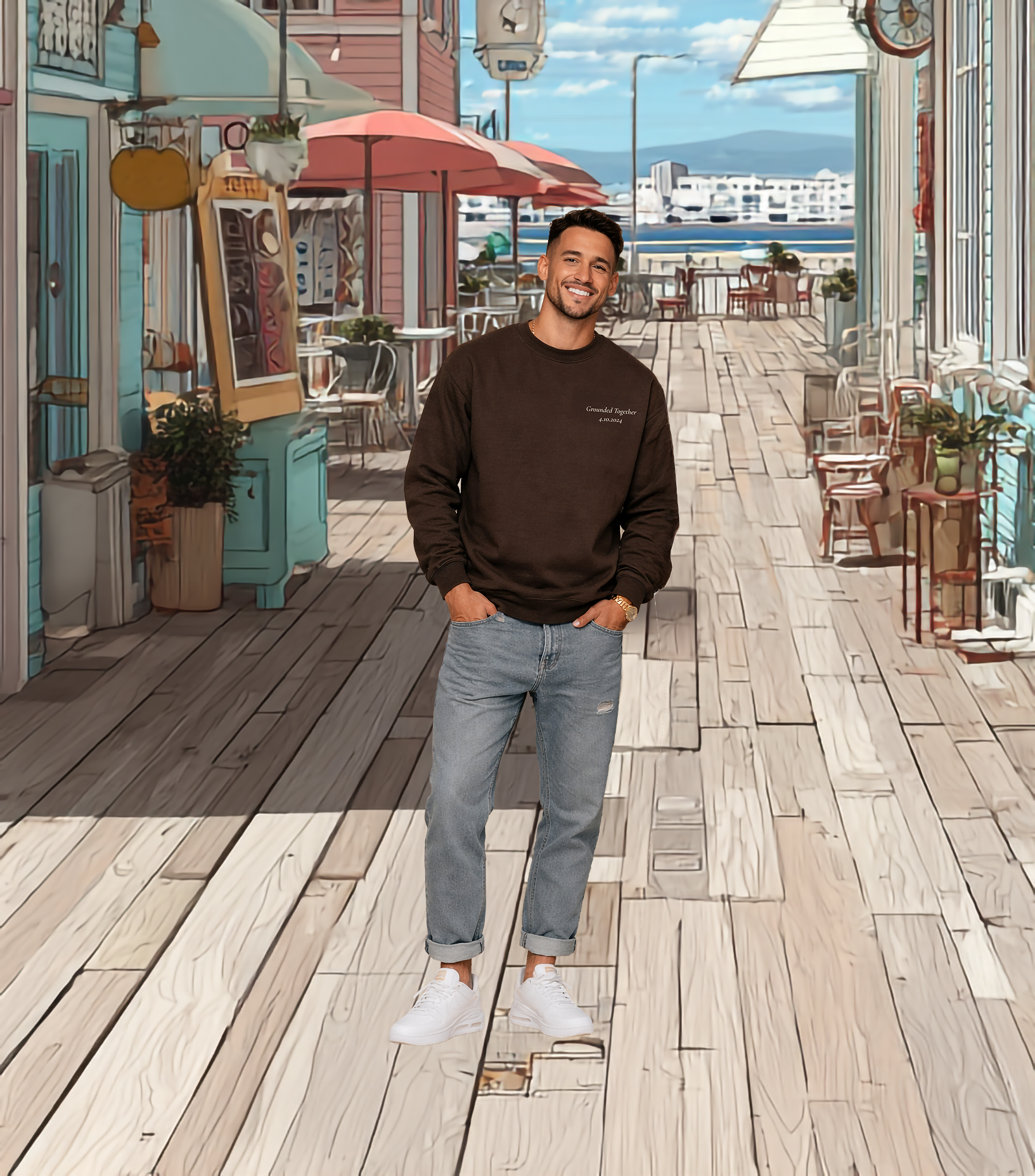 Grounded Together – Personalized Couples Crewneck