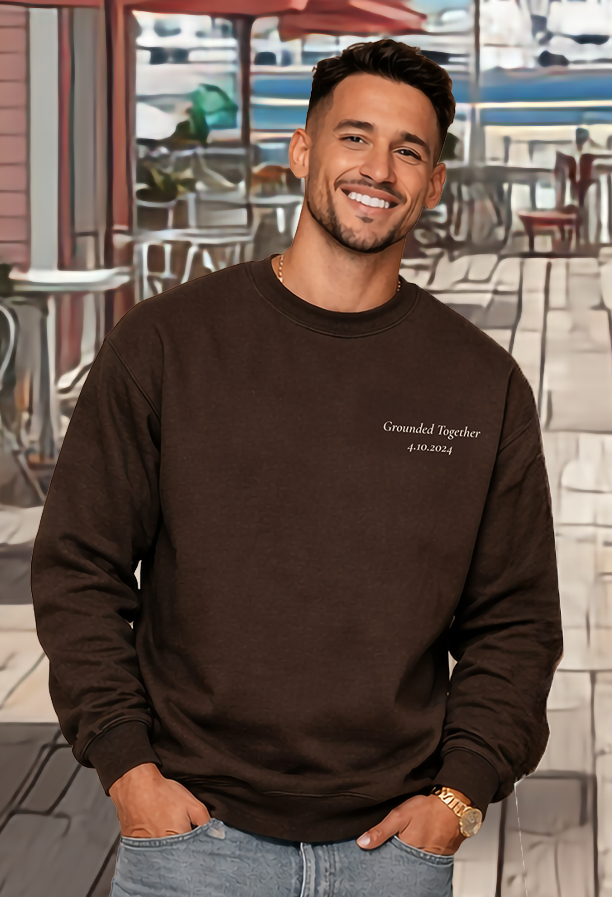 Grounded Together – Personalized Couples Crewneck Secondary image