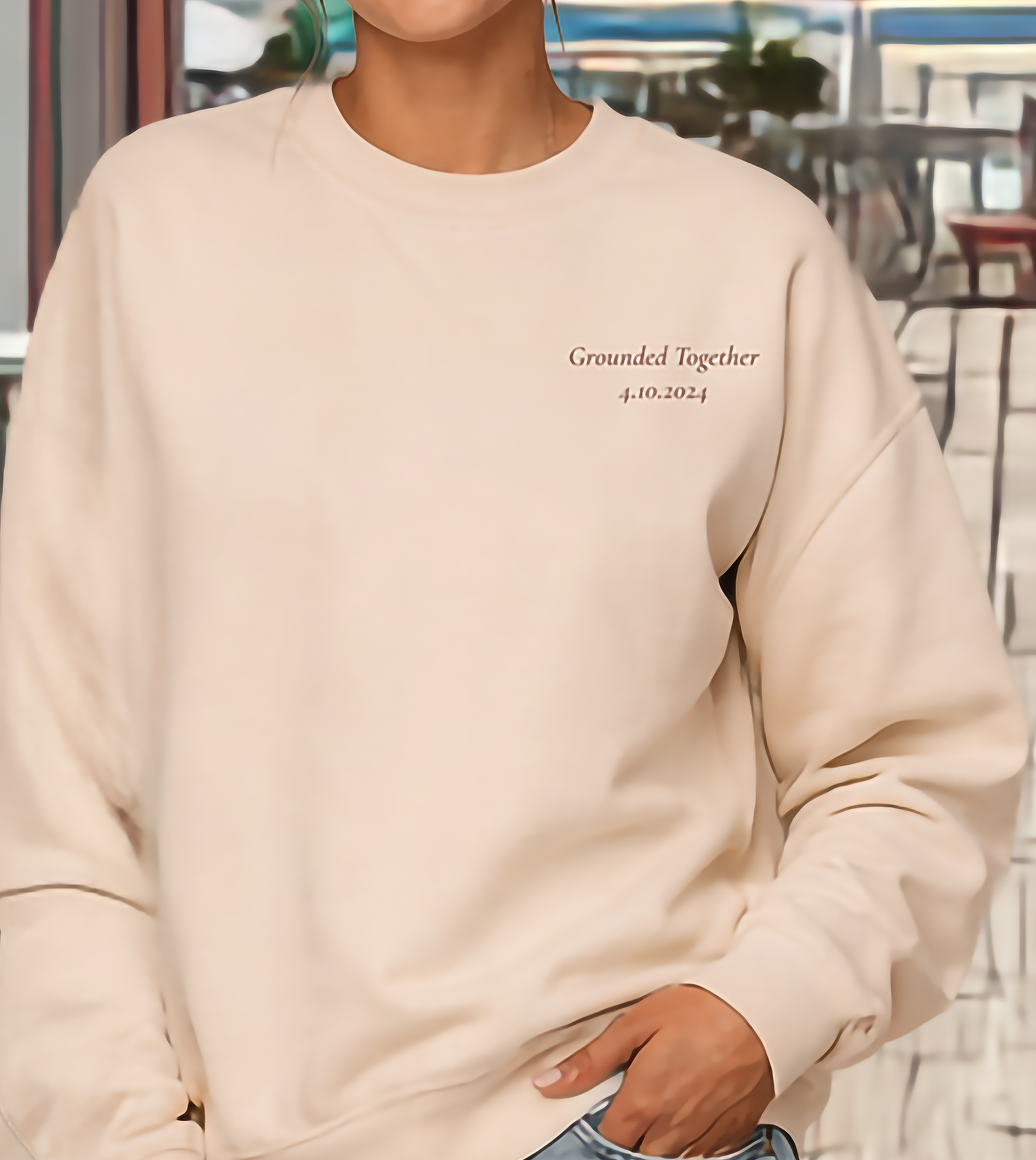 Grounded Together Couples Sweatshirt - Custom Date Embroidered Main image