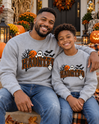 Haunted Halloween Sweatshirt | Ghost & Bat Crewneck | Adult XS–5XL + Youth S–XL