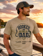 Hooked on Being a Dad™ Personalized Fishing Comfort Colors® Khaki T-Shirt