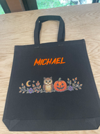Personalized Halloween Trick-or-Treat Tote Bag | Custom Embroidered Name Candy Tote