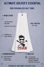 Personalized Rock Star Skull Golf Towel | Custom Embroidered Golf Bag Towel