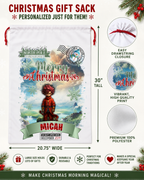 Personalized Christmas Gift Sack | Custom Santa Sack with Name | Large North Pole Express Delivery Christmas Present Bag | Kids Holiday Gift Bag