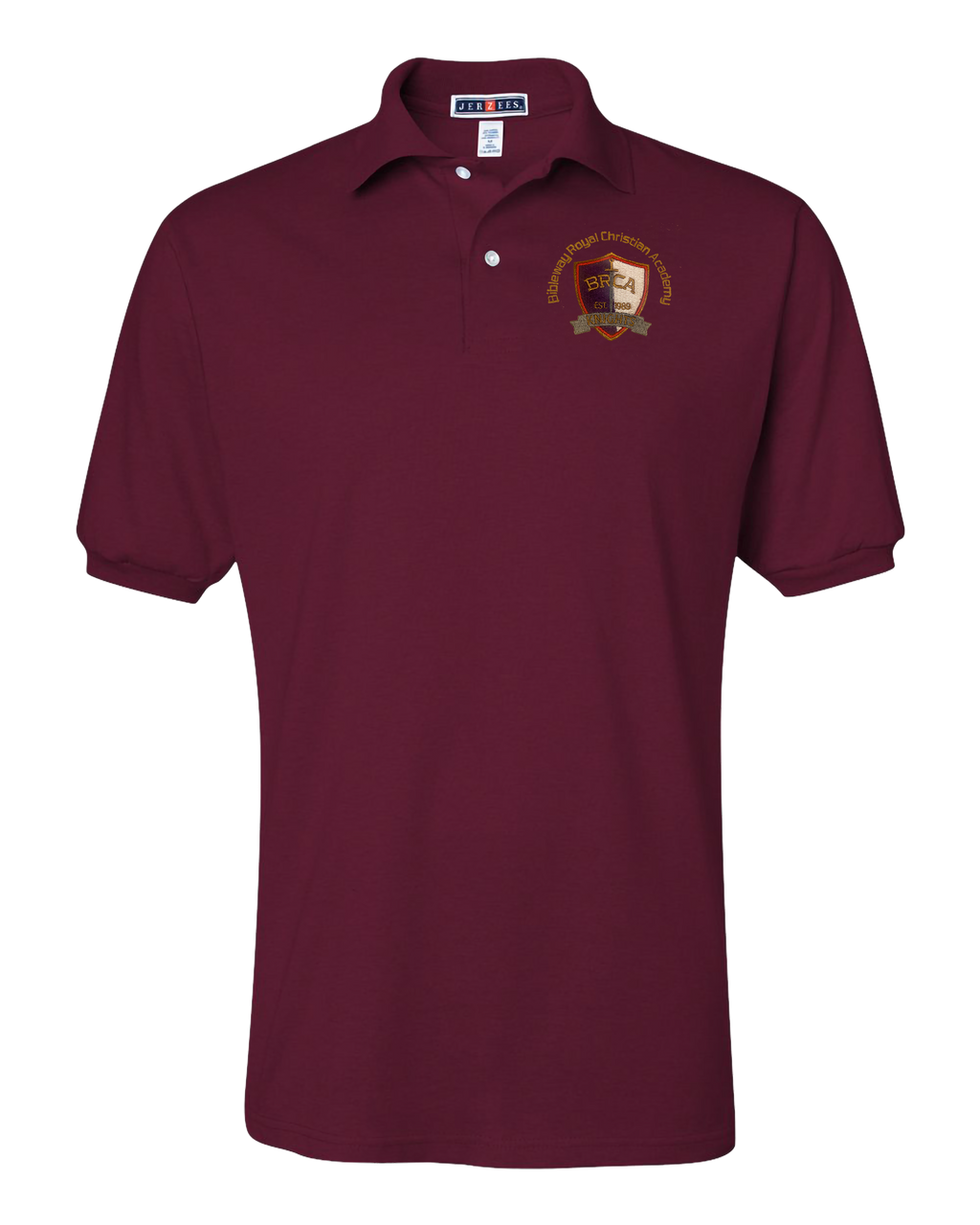 Jerzees Unisex 437 Spotshield Polo with Embroidered BRCA School Logo - Student