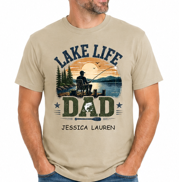 Personalized Lake Life Dad Shirt – Custom Fishing Comfort Colors® T-Shirt – Father’s Day Lake Dad Gift with Kids Names