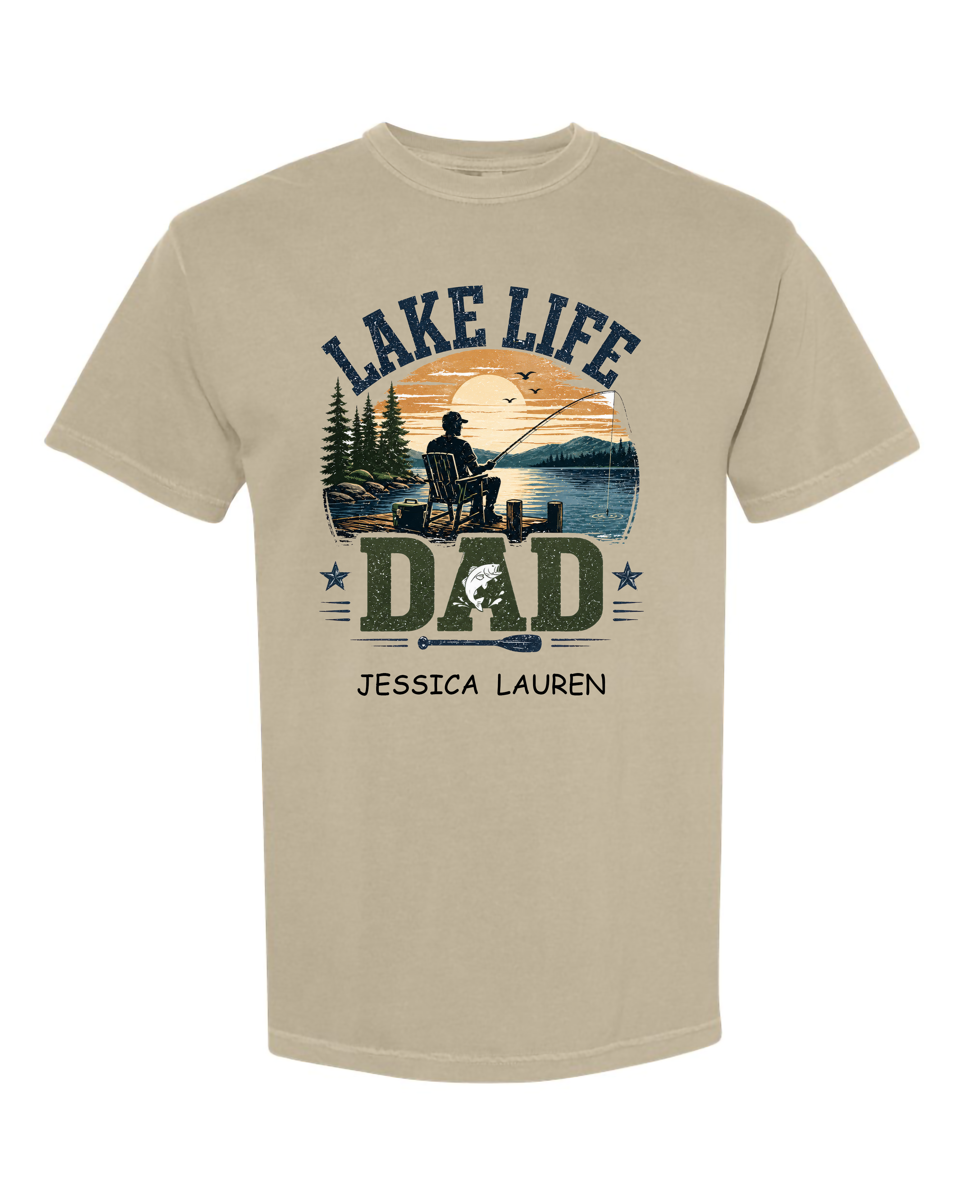 Personalized Lake Life Dad Shirt – Custom Fishing Comfort Colors® T-Shirt – Father’s Day Lake Dad Gift with Kids Names