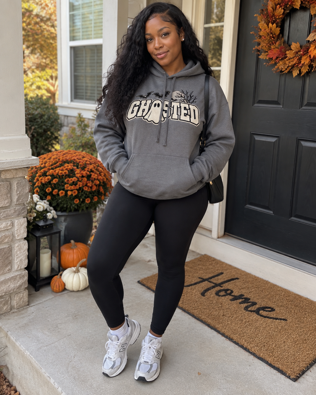 Ghosted Halloween Embroidered Hoodie | Glitter Appliqué Spooky Season Sweatshirt | BELLA+CANVAS Unisex Hoodie