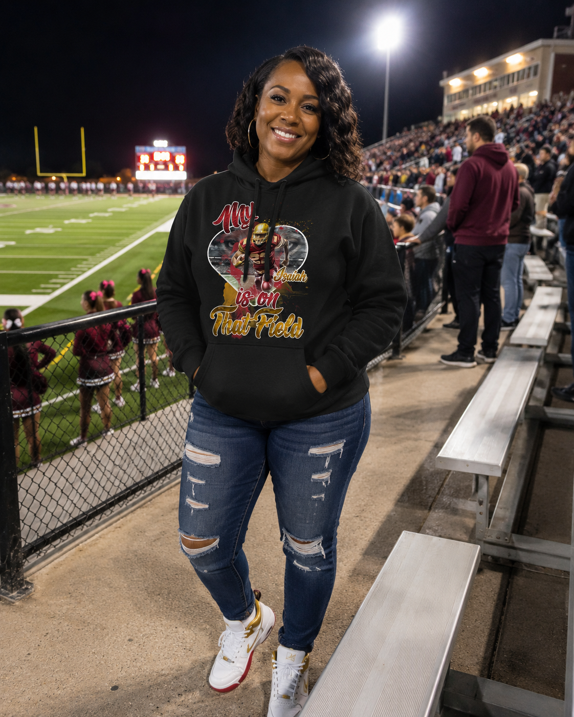 Black Personalized "My Heart Is On That Field"  Hoodie🎉 Secondary image