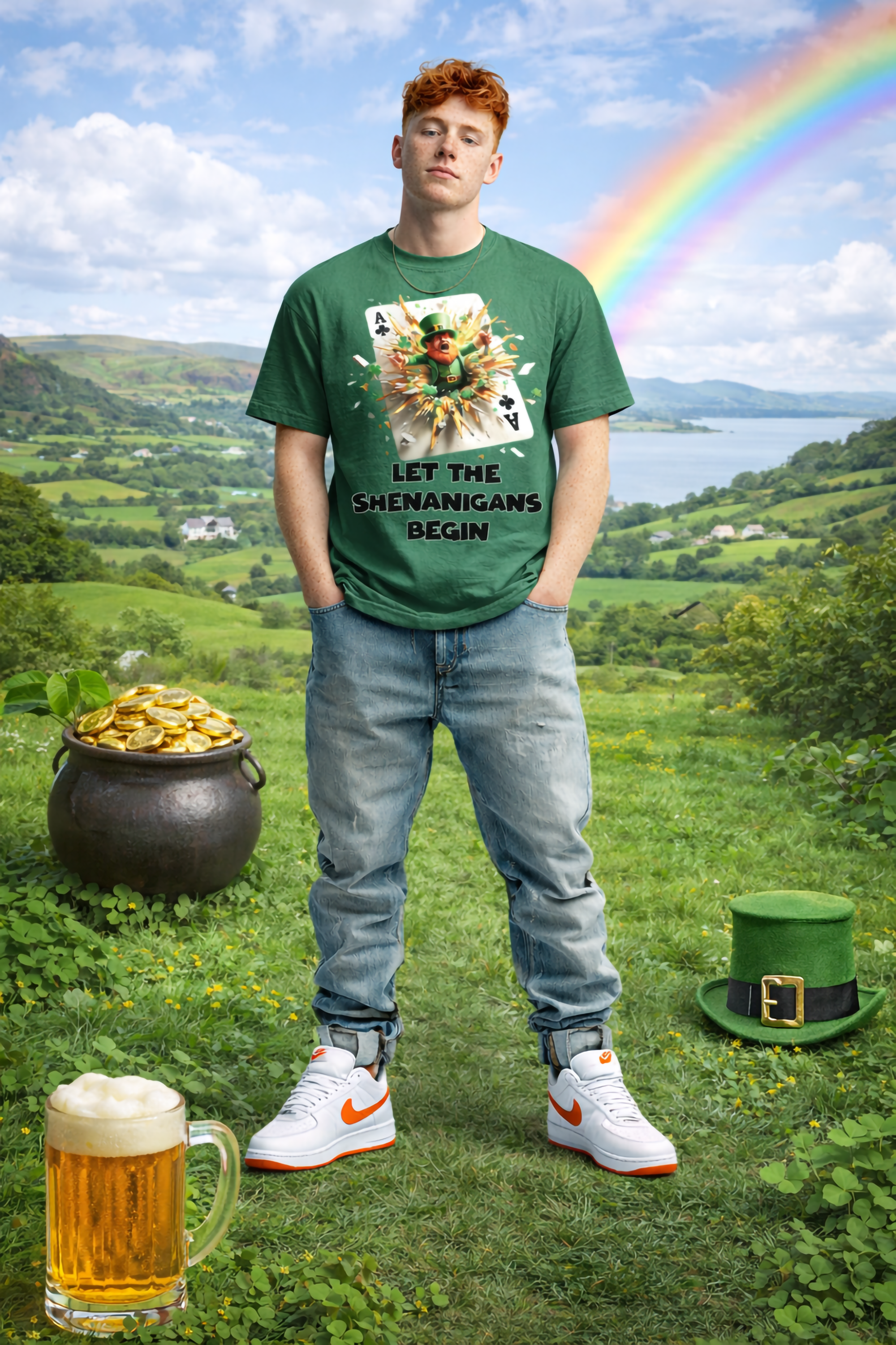 Let the Shenanigans Begin Leprechaun Graphic Comfort Colors T-Shirt