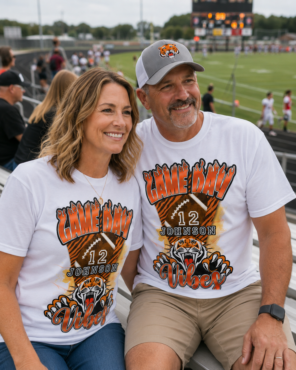 Custom Game Day Vibes Football Graphic T-Shirt - For You and Your Family🔥