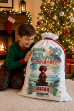Personalized Christmas Gift Sack | Custom Santa Sack with Name | Large North Pole Express Delivery Christmas Present Bag | Kids Holiday Gift Bag