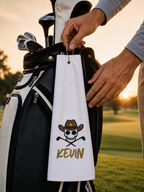 Personalized Cowboy Skull Golf Towel | Custom Embroidered Golf Bag Towel