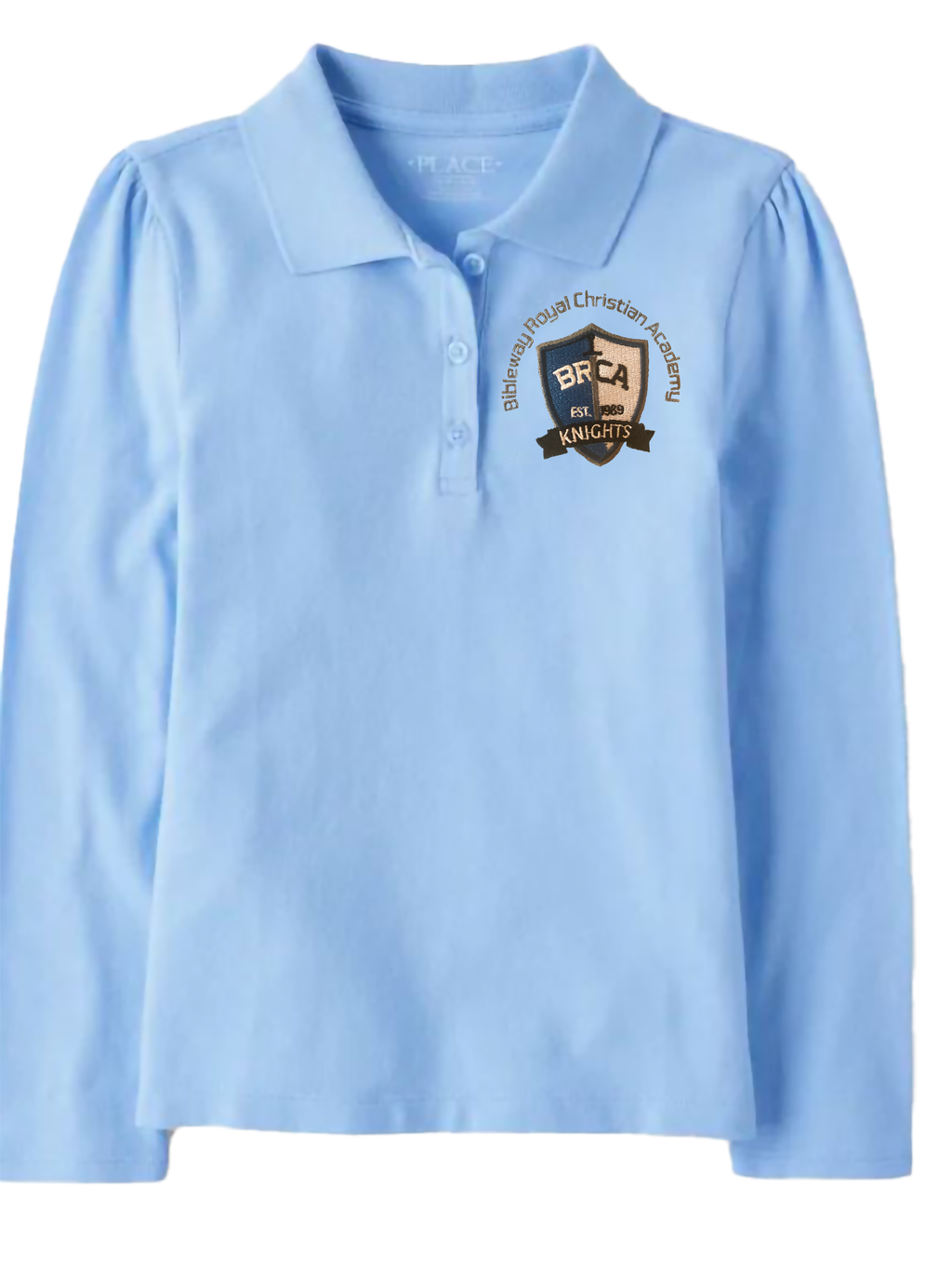 The Children’s Place Girls Long Sleeve Uniform Pique Polo Embroidered with School Logo