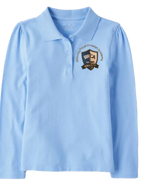 The Children’s Place Girls Long Sleeve Uniform Pique Polo Embroidered with School Logo