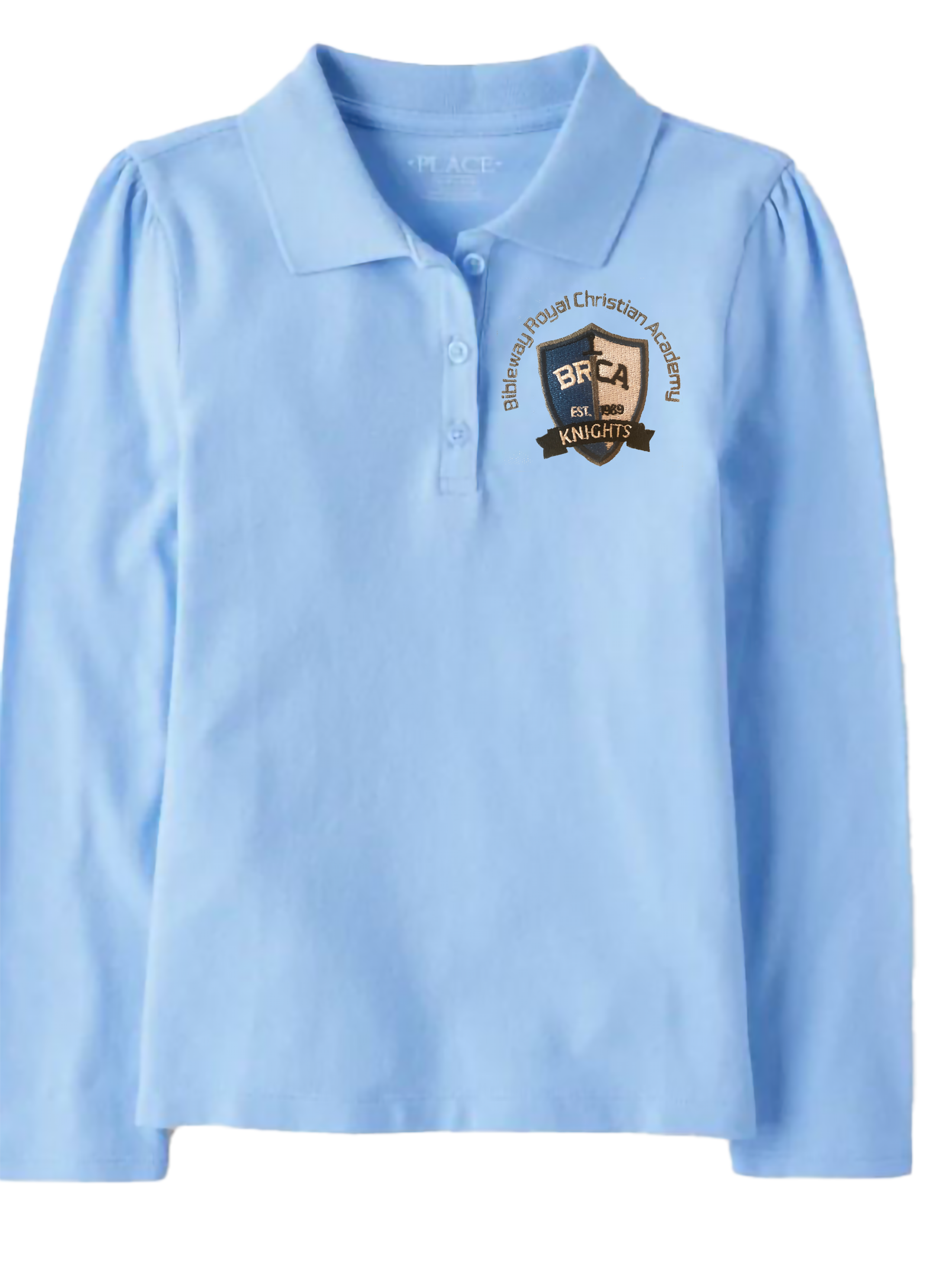 The Children’s Place Girls Long Sleeve Uniform Pique Polo Embroidered with School Logo