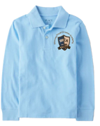 The Children’s Place Boys Long Sleeve Uniform Pique Polo Embroidered with School Logo