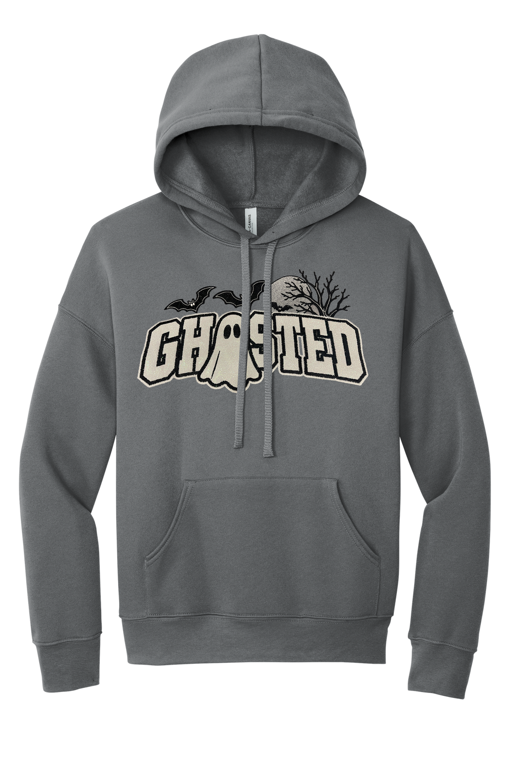 Ghosted Halloween Embroidered Hoodie | Glitter Appliqué Spooky Season Sweatshirt | BELLA+CANVAS Unisex Hoodie