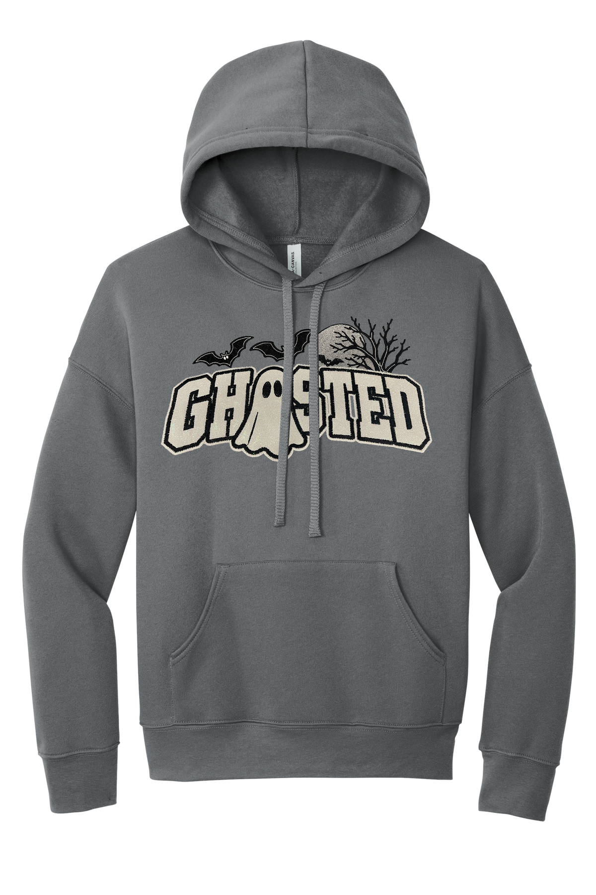 Ghosted Halloween Embroidered Hoodie | Glitter Appliqué Spooky Season Sweatshirt | BELLA+CANVAS Unisex Hoodie