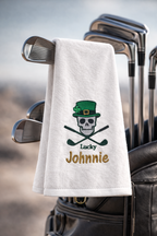 Personalized “Lucky Skull” Golf Towel – Custom Name Embroidered, Premium Cotton Tri-Fold