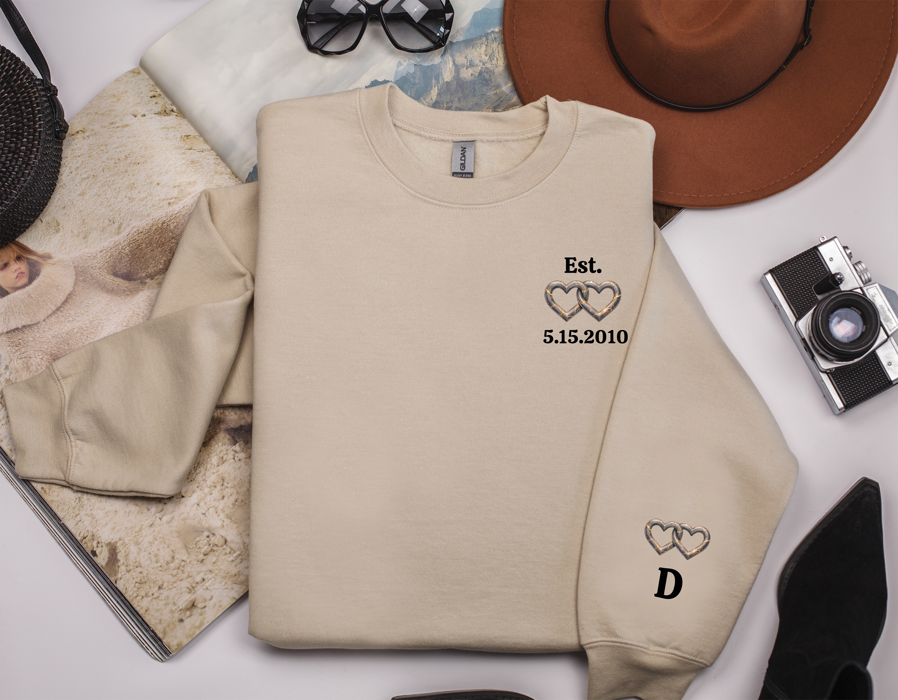 Custom Date & Initial Couples Sweatshirt