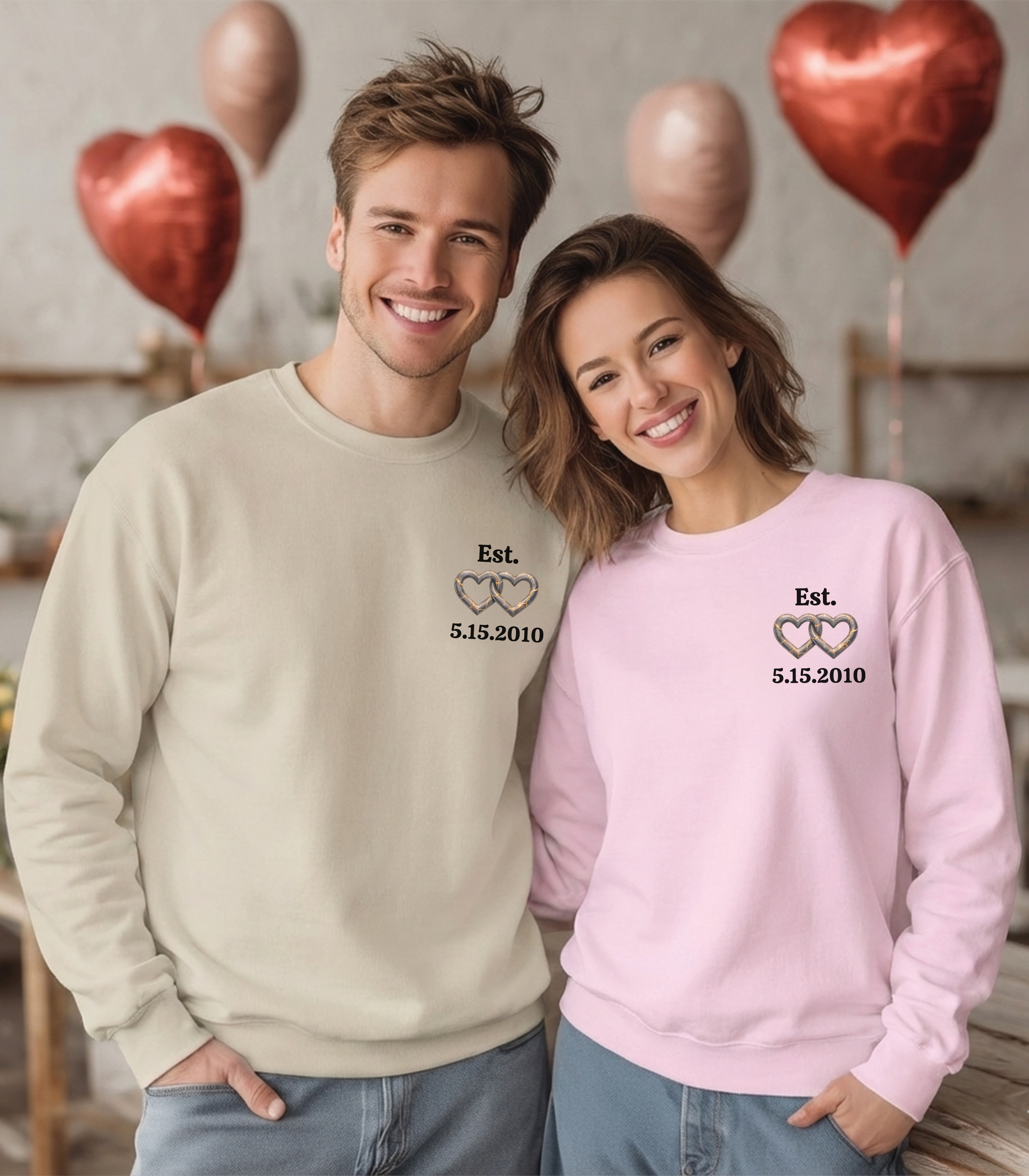 Custom Date & Initial Couples Sweatshirt