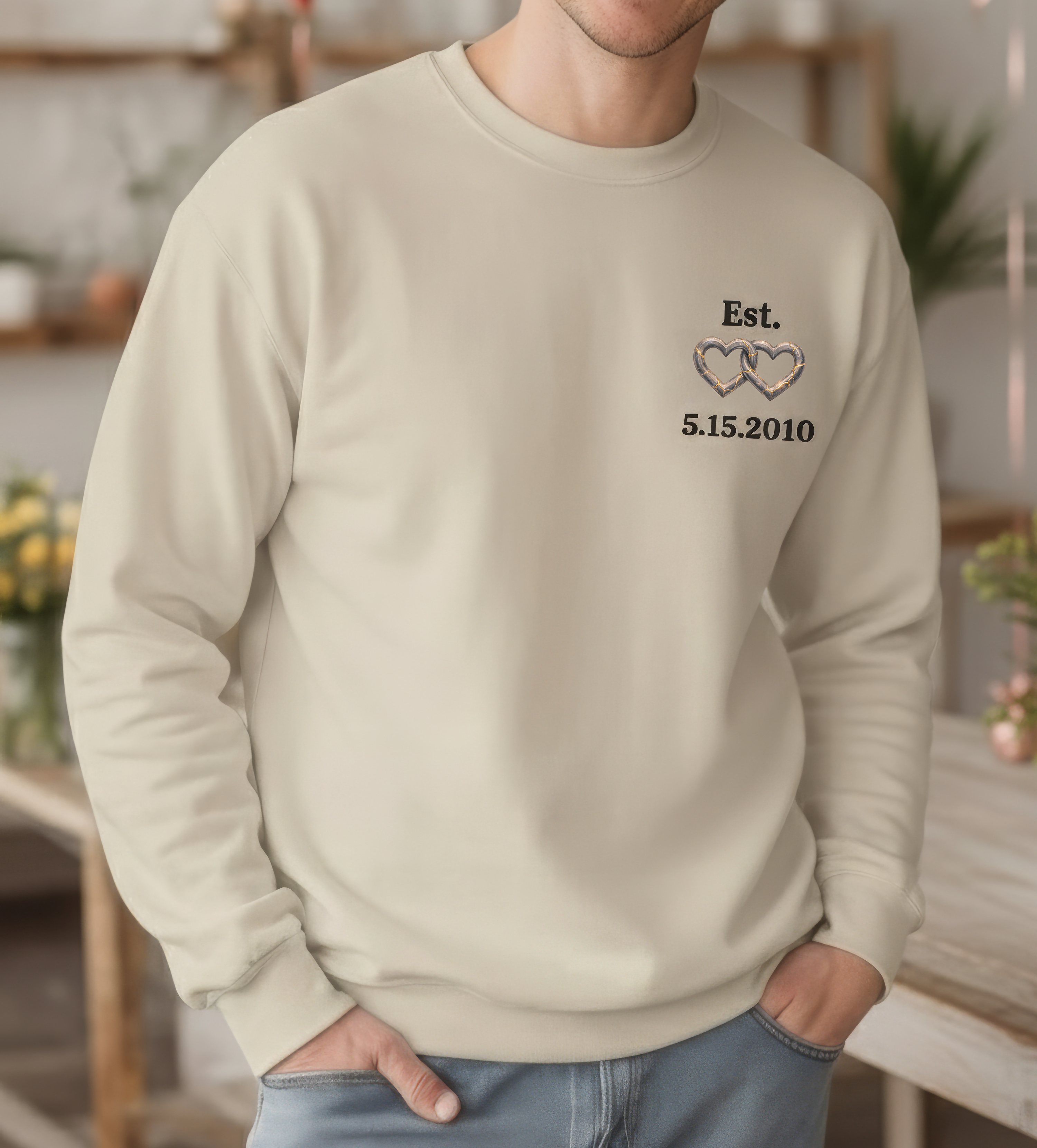 Personalized Couples Sweatshirt | Custom Date & Initial Matching Couple Gift Main image