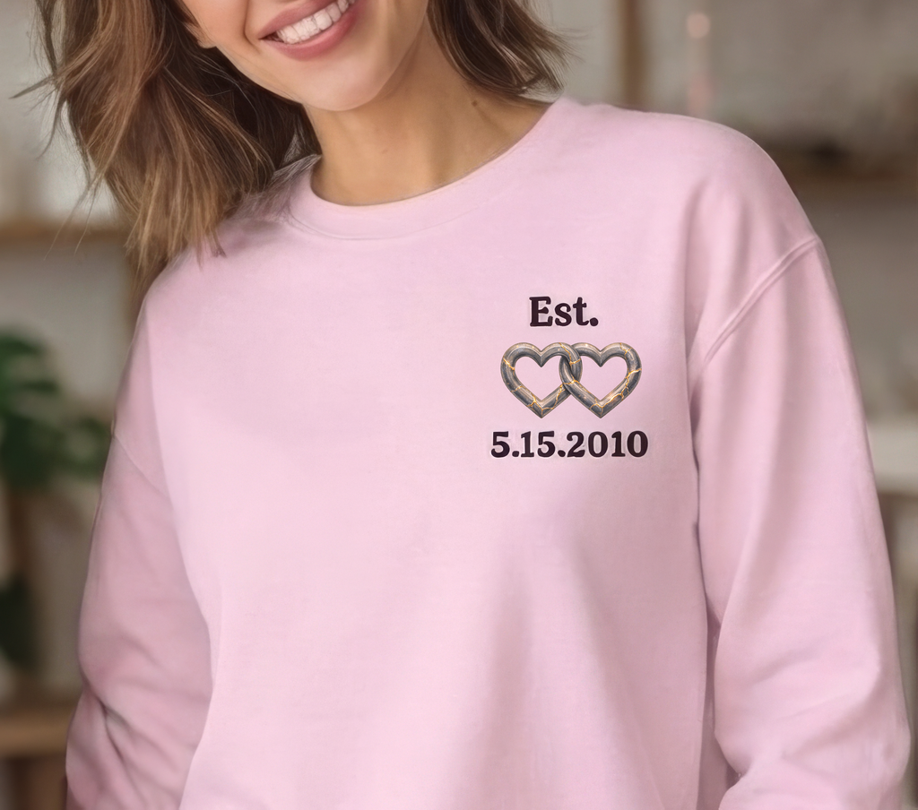 Personalized Couples Sweatshirt | Custom Date & Initial Matching Couple Gift