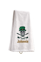 Personalized “Lucky Skull” Golf Towel – Custom Name Embroidered, Premium Cotton Tri-Fold