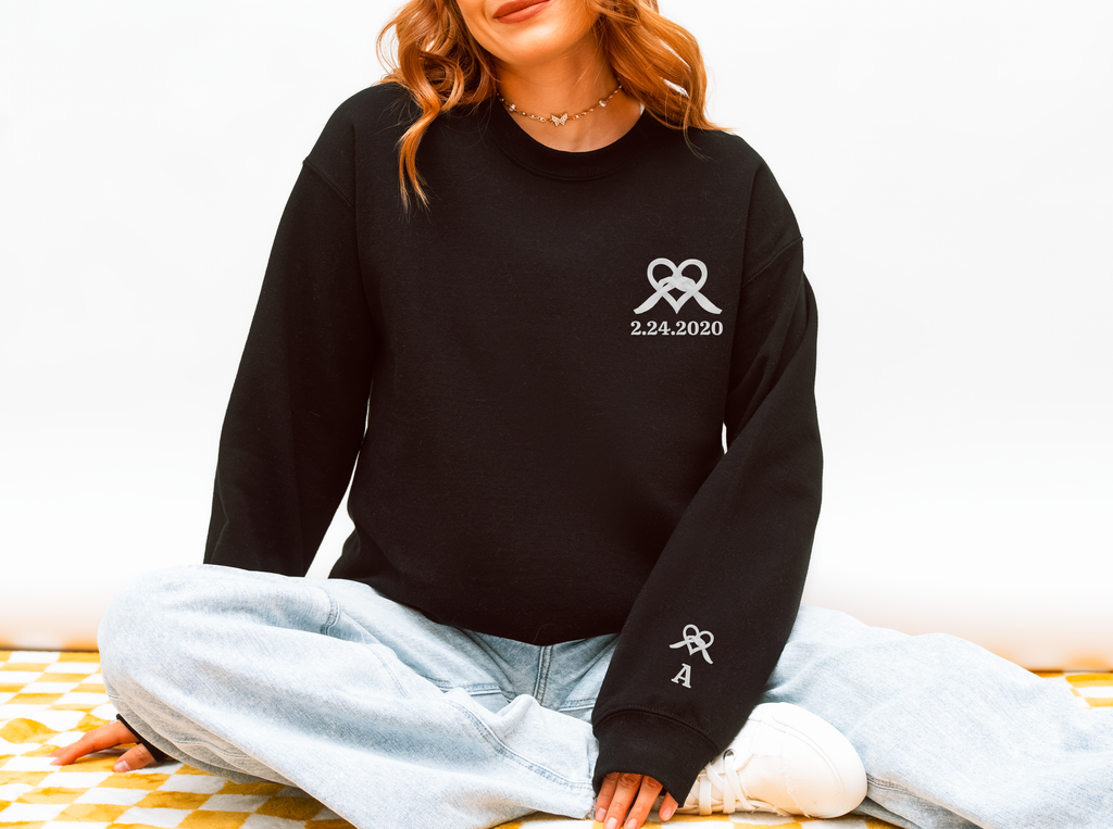 Personalized Ribbon Heart Couples Sweatshirt