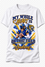 Personalized My Whole Heart Is On That Field Football Mom Shirt | Custom Player Photo, Name & Jersey Number Tee