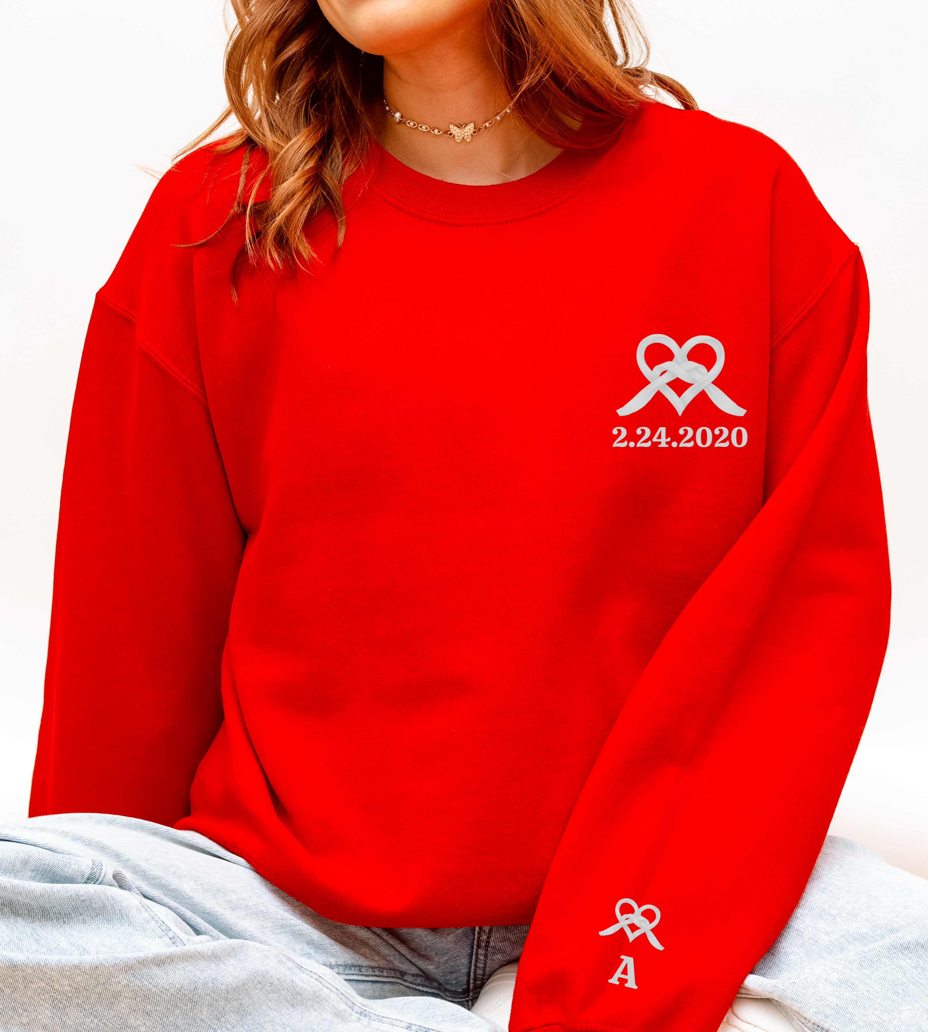 Personalized Ribbon Heart Couples Sweatshirt Secondary image