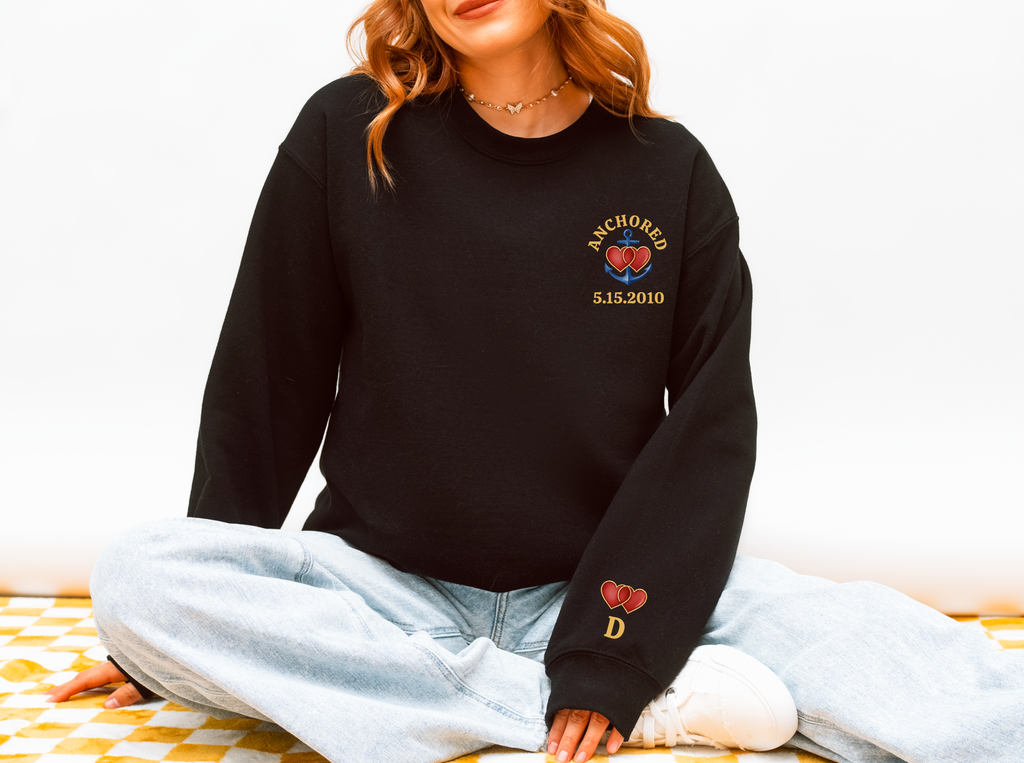 Anchored Hearts Personalized Couples Sweatshirt