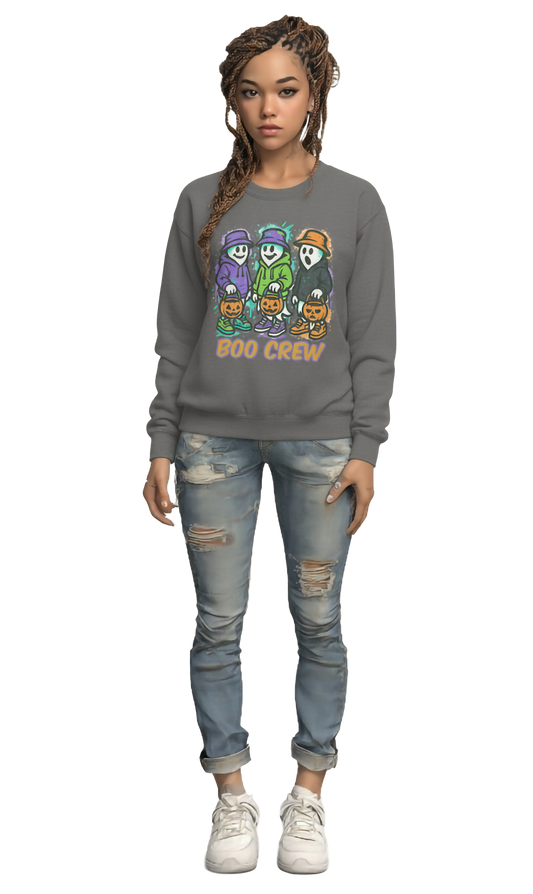 Boo Crew Comfort Colors Halloween Sweatshirt – Garment-Dyed Vintage Style, Relaxed Fit Unisex Crewneck