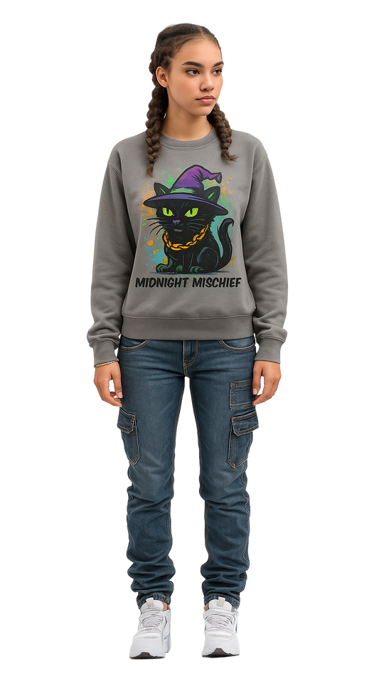 Midnight Mischief Comfort Colors Halloween Sweatshirt – Vintage Garment-Dyed Unisex Crewneck