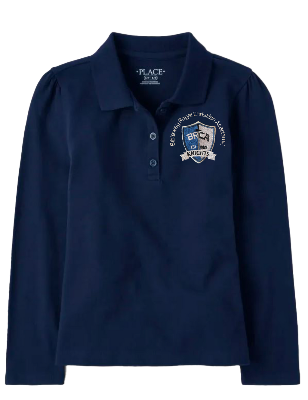 The Children’s Place Girls Long Sleeve Uniform Pique Polo Embroidered with School Logo